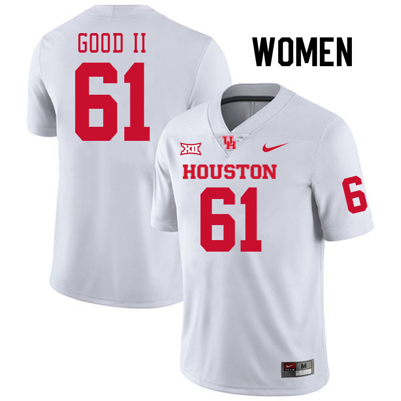 Women #61 Thomathan Good II Houston Cougars College Football Jerseys Stitched-White